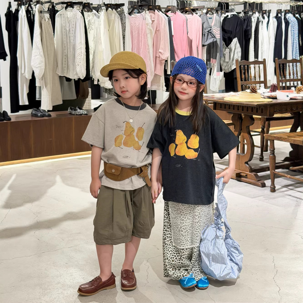 2026夏季新款韩版儿童领口撞色鸭梨短袖男女童