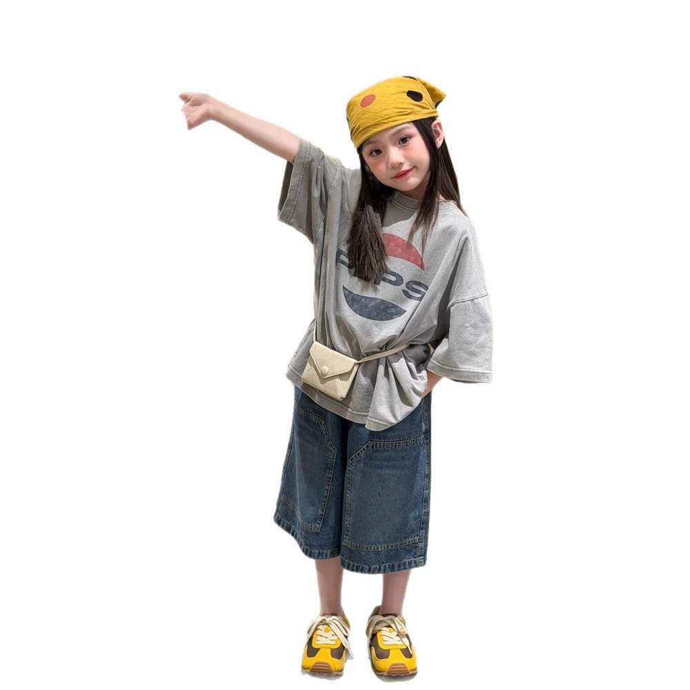 2026夏季新款韩版儿童字母印花短袖男女童做旧软糯舒适T恤洋气