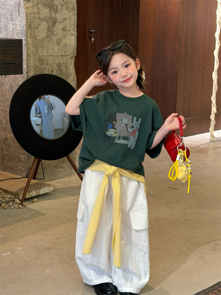 2026夏季新款儿童可爱印花短袖男女童蝙蝠袖日系休闲t恤舒适凉爽