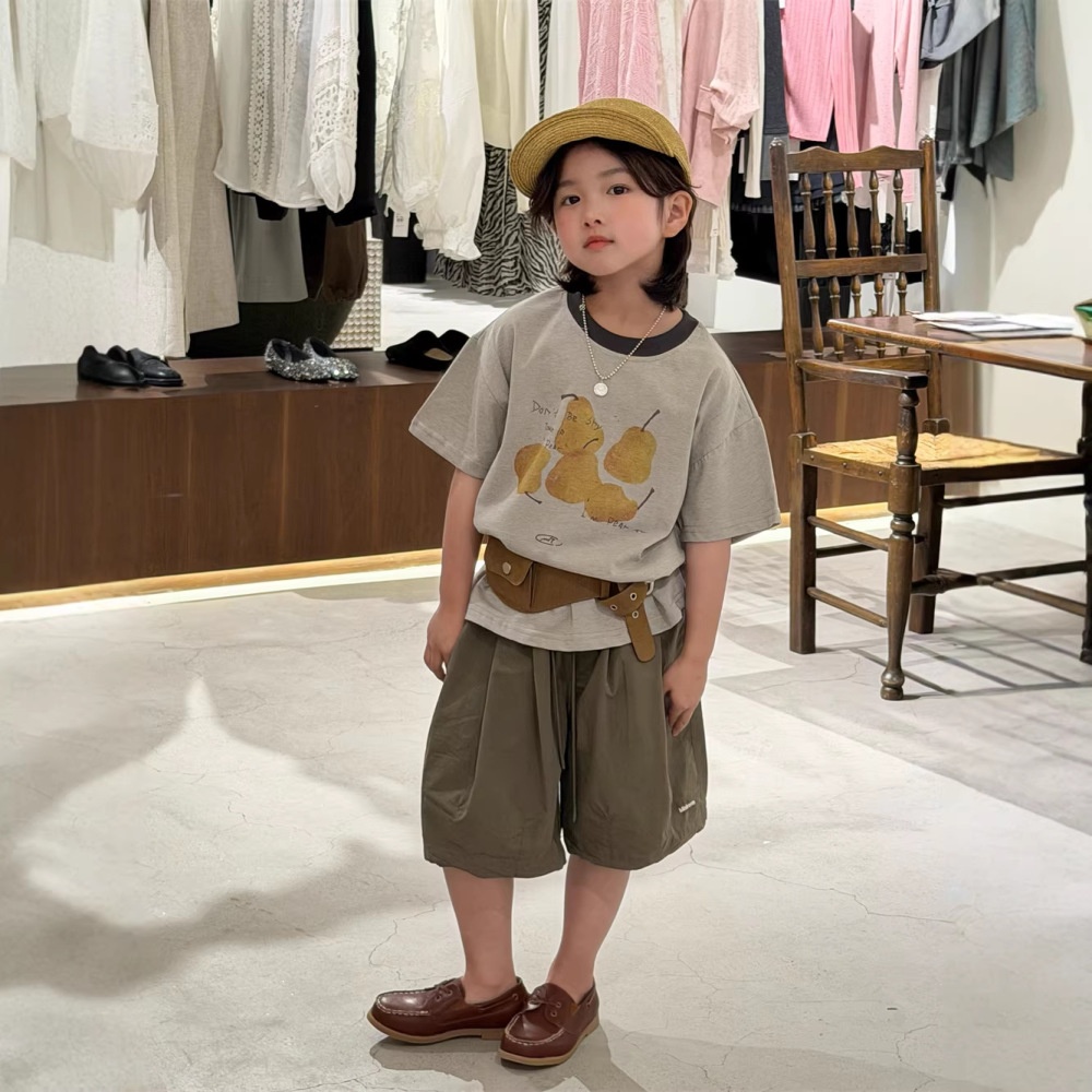 2026夏季新款韩版儿童领口撞色鸭梨短袖男女童