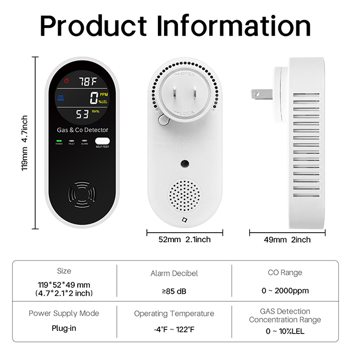 4-in-1 Combustible Gas Detector for Home