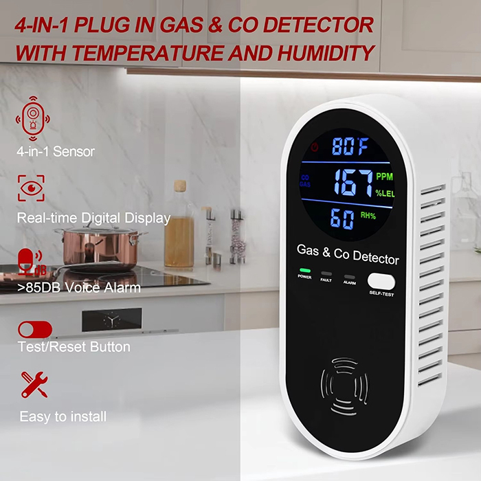 4-in-1 Combustible Gas Detector for Home