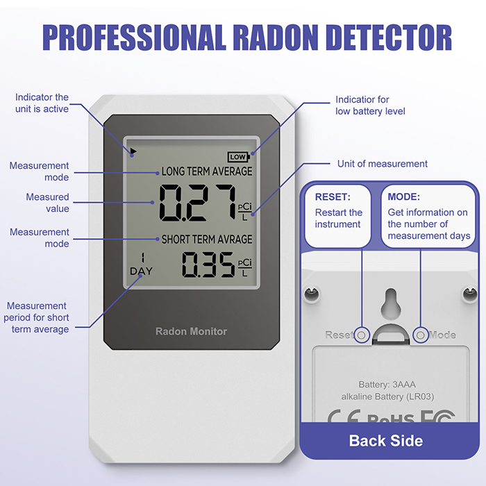 Handheld Air Quality Monitor Radon Meter