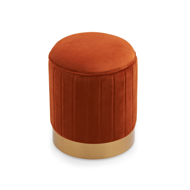 Allegra Orange Velvet Footstool