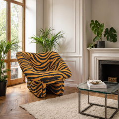 Tiger-print lounge chair-Black&White Check