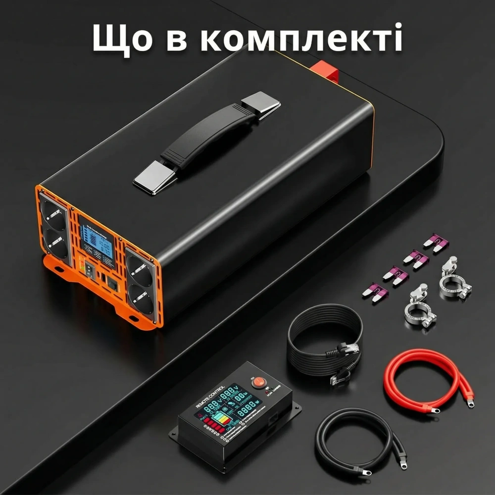 Інвертор HOULI 12V-220V Чиста Синусоїда (3000W-7000W) для Котла та Дому