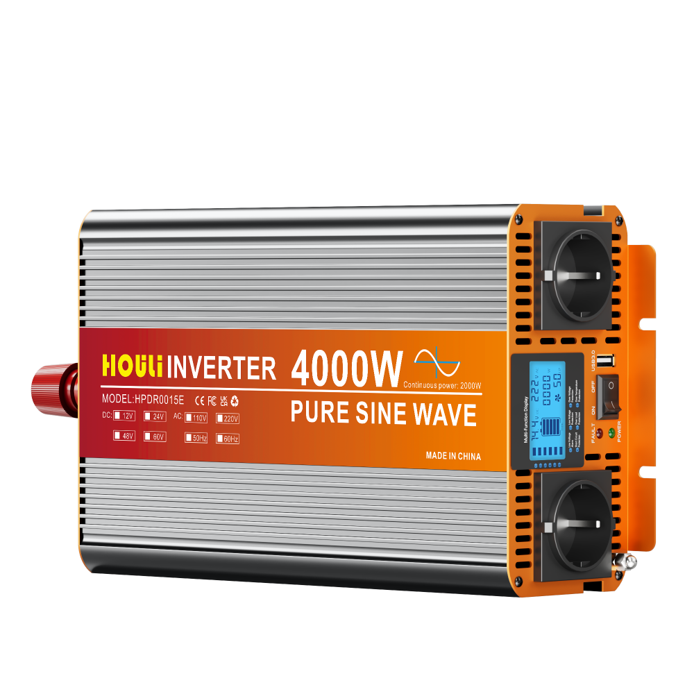 Інвертор HOULI 12V-220V Чиста Синусоїда 4 кВт (4000W) — Номінал 2000W для Будинку та Техніки