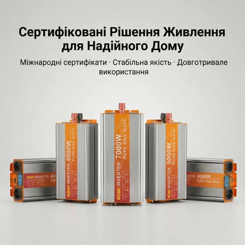Інвертор HOULI 12V-220V Чиста Синусоїда 3 кВт (3000W) — Номінал 1500W для Котла та Квартири