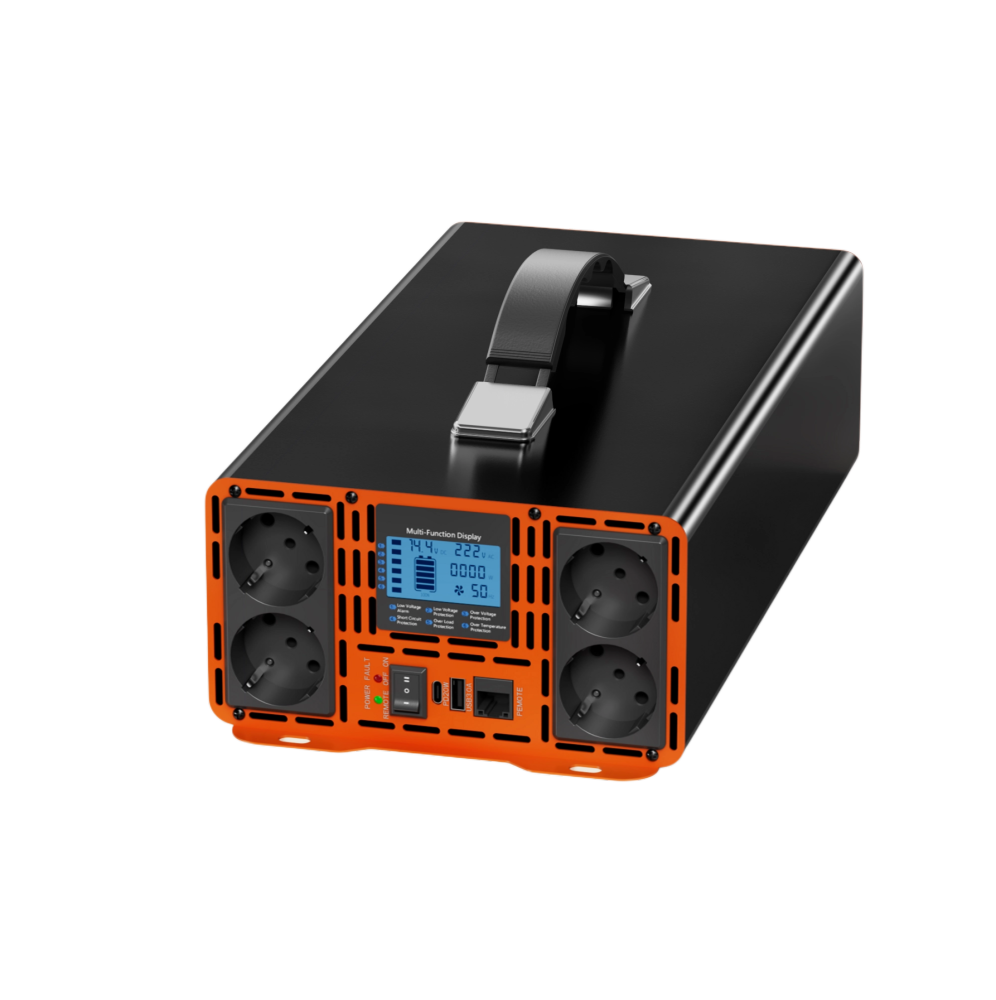 HOULI Przetwornica 12V 230V Czysty Sinus 3000W-7000W – 4 Gniazda AC + Pilot LCD