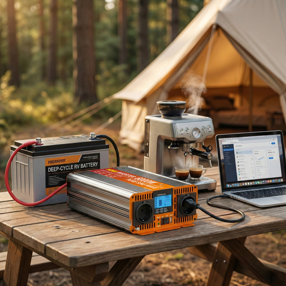 HOULI Przetwornica 12V 230V do Auta Czysty Sinus, Falownik Samochodowy i Inwerter