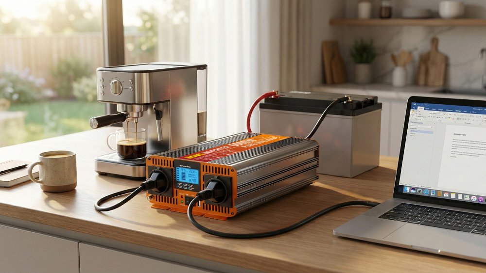 HOULI Przetwornica 12V 230V do Auta Czysty Sinus, Falownik Samochodowy i Inwerter