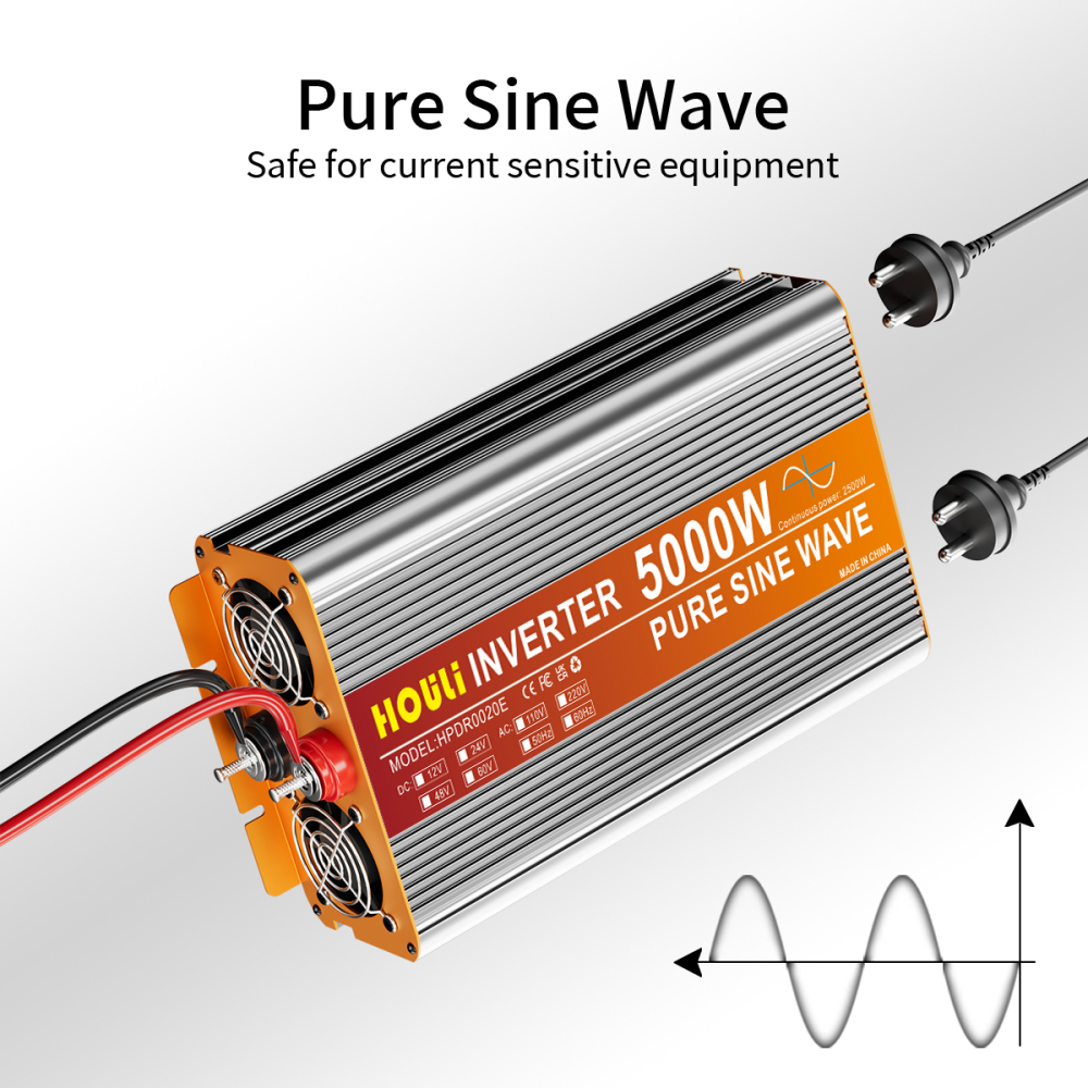 Convertisseur Pur Sinus HOULI 2500W - 12V vers 220V (Pic 5000W)