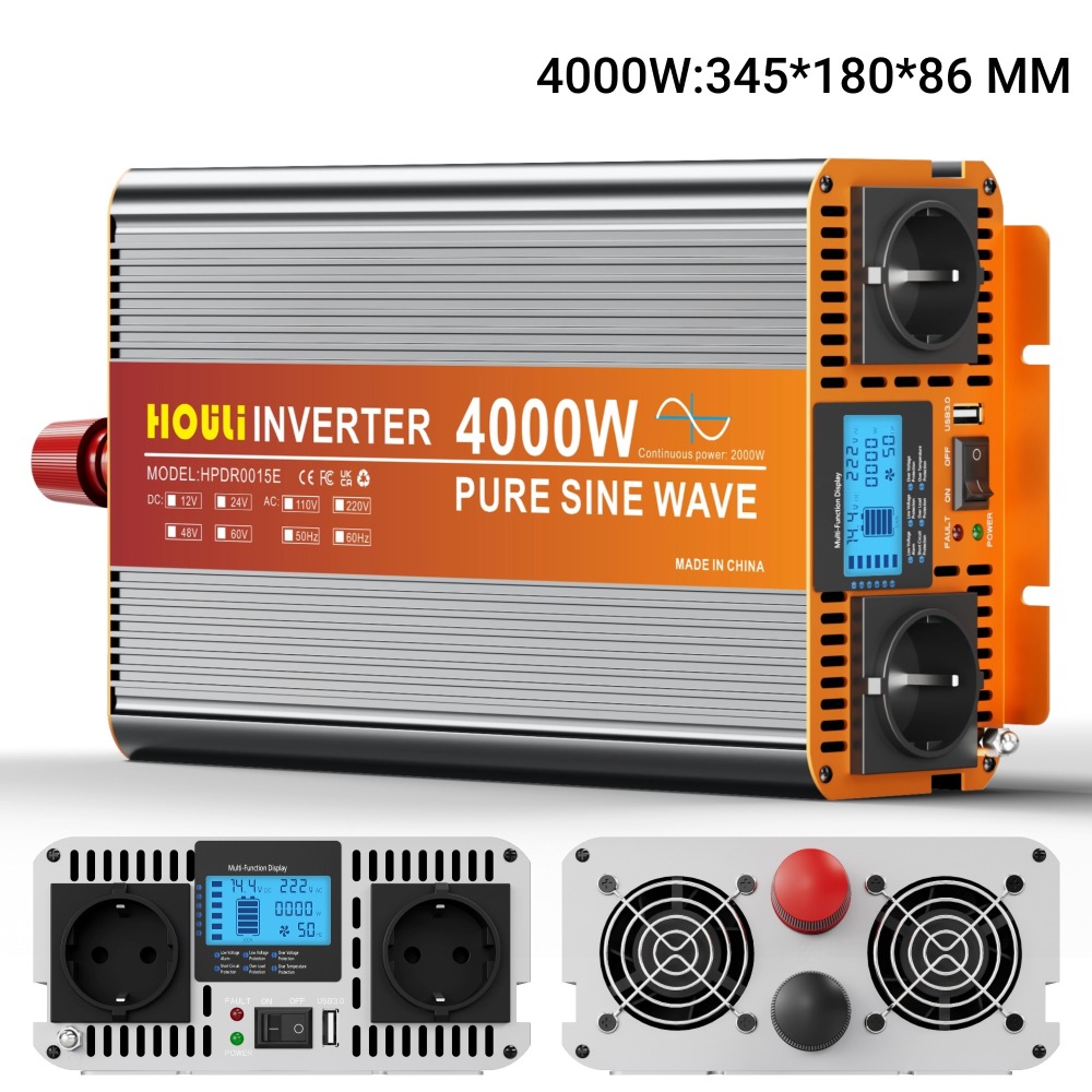 Convertisseur Pur Sinus HOULI 2000W - 12V vers 220V (Pic 4000W)
