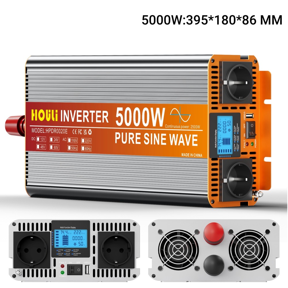 Convertisseur Pur Sinus HOULI 2500W - 12V vers 220V (Pic 5000W)