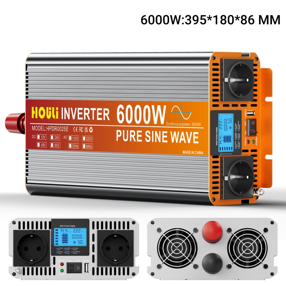 Convertisseur Pur Sinus HOULI 3000W - 12V vers 220V (Pic 6000W)