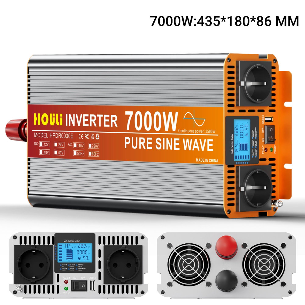 Convertisseur Pur Sinus HOULI 3500W - 12V vers 220V (Pic 7000W)