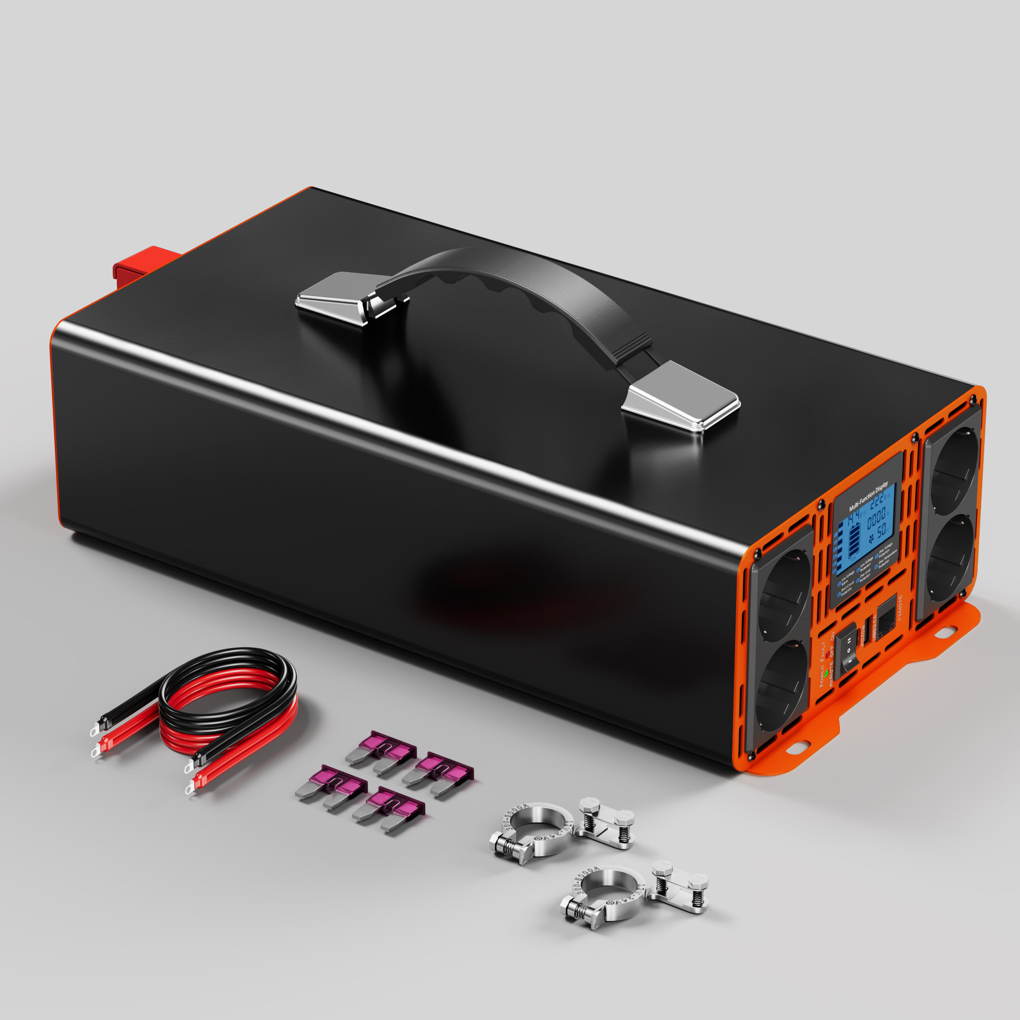 HOULI Convertisseur Pur Sinus 1500W 12V vers 220V (Pic 3000W) - 4 Prises AC, Écran LCD | Stock Europe