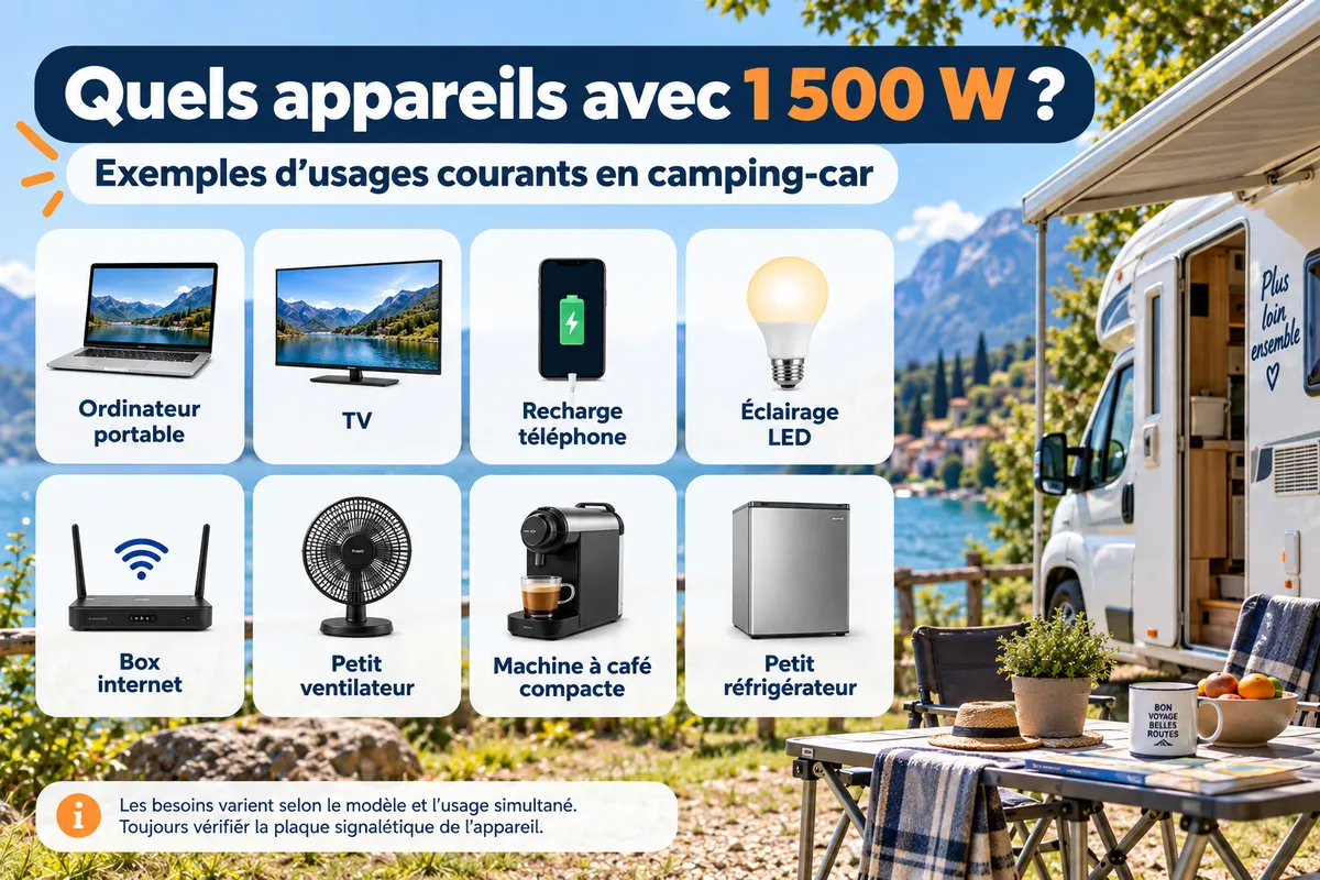 Appareils &agrave; v&eacute;rifier avec un convertisseur 1500 W dans un camping-car