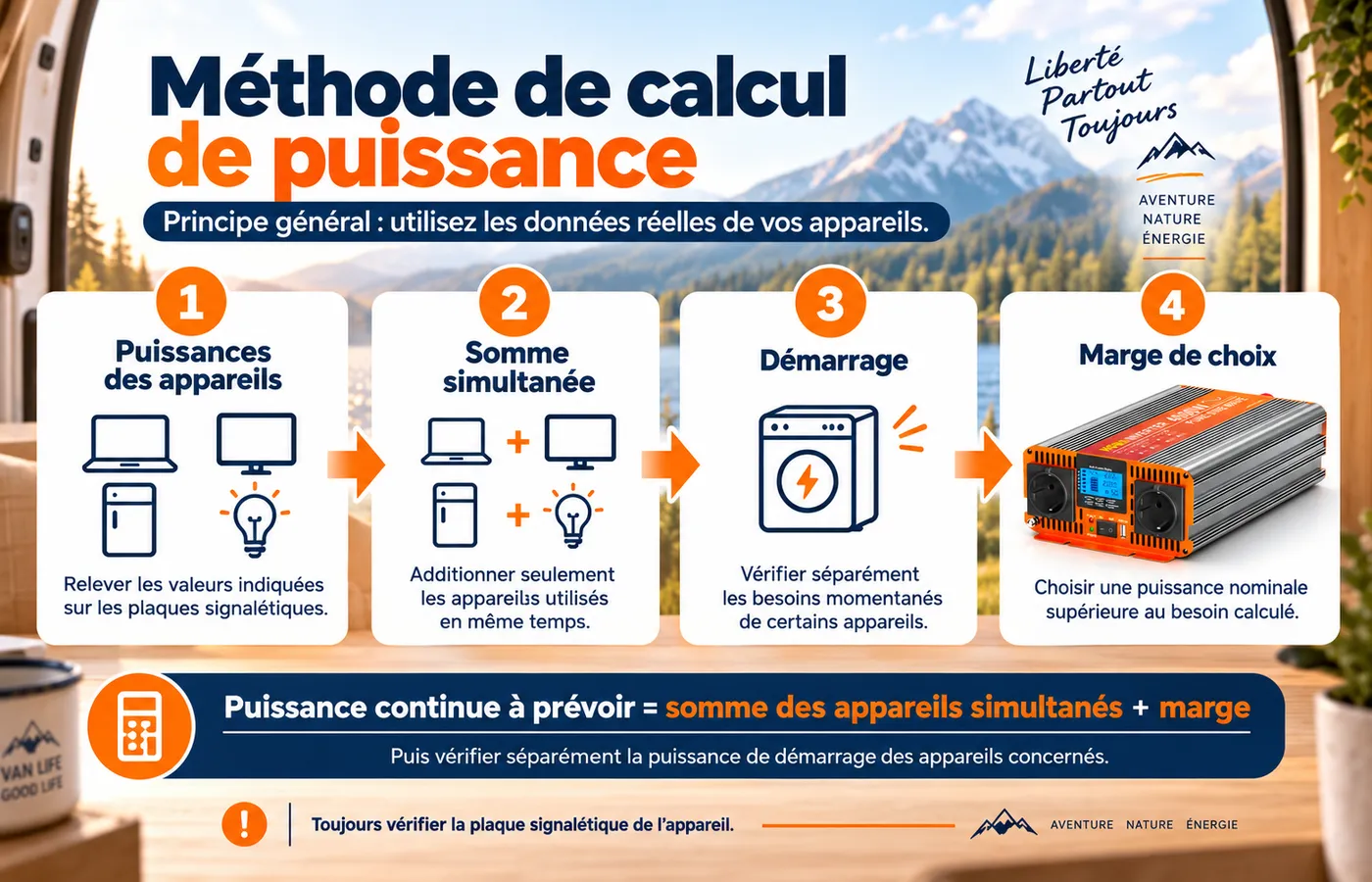 Formule de calcul de puissance pour plusieurs appareils aliment&eacute;s par un convertisseur