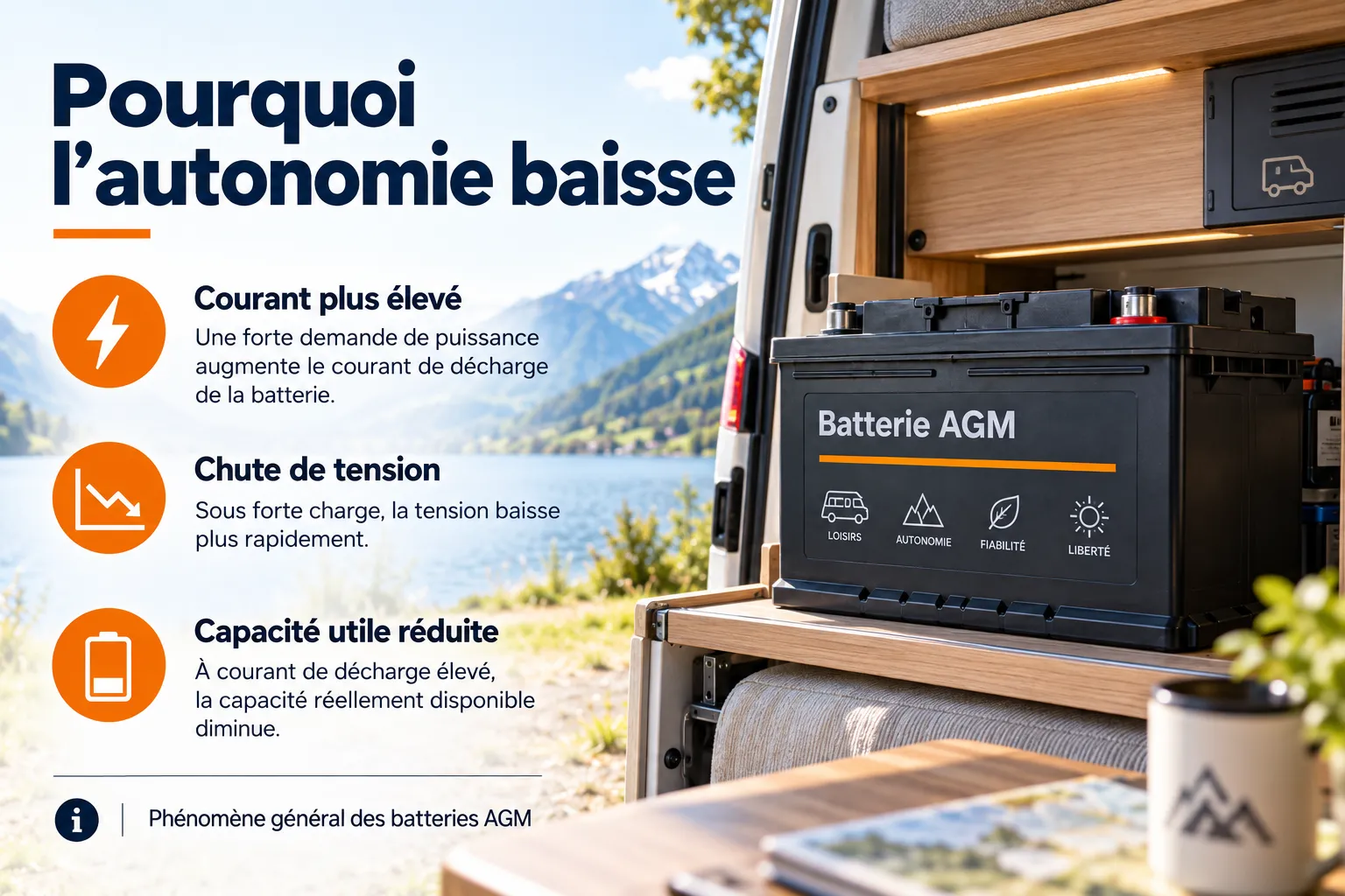 Principales causes de perte d&rsquo;autonomie d&rsquo;une batterie AGM lorsqu&rsquo;un convertisseur alimente une charge importante