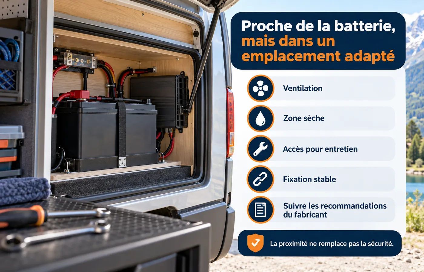 Emplacement d&rsquo;un convertisseur &agrave; proximit&eacute; de la batterie dans une installation &eacute;lectrique