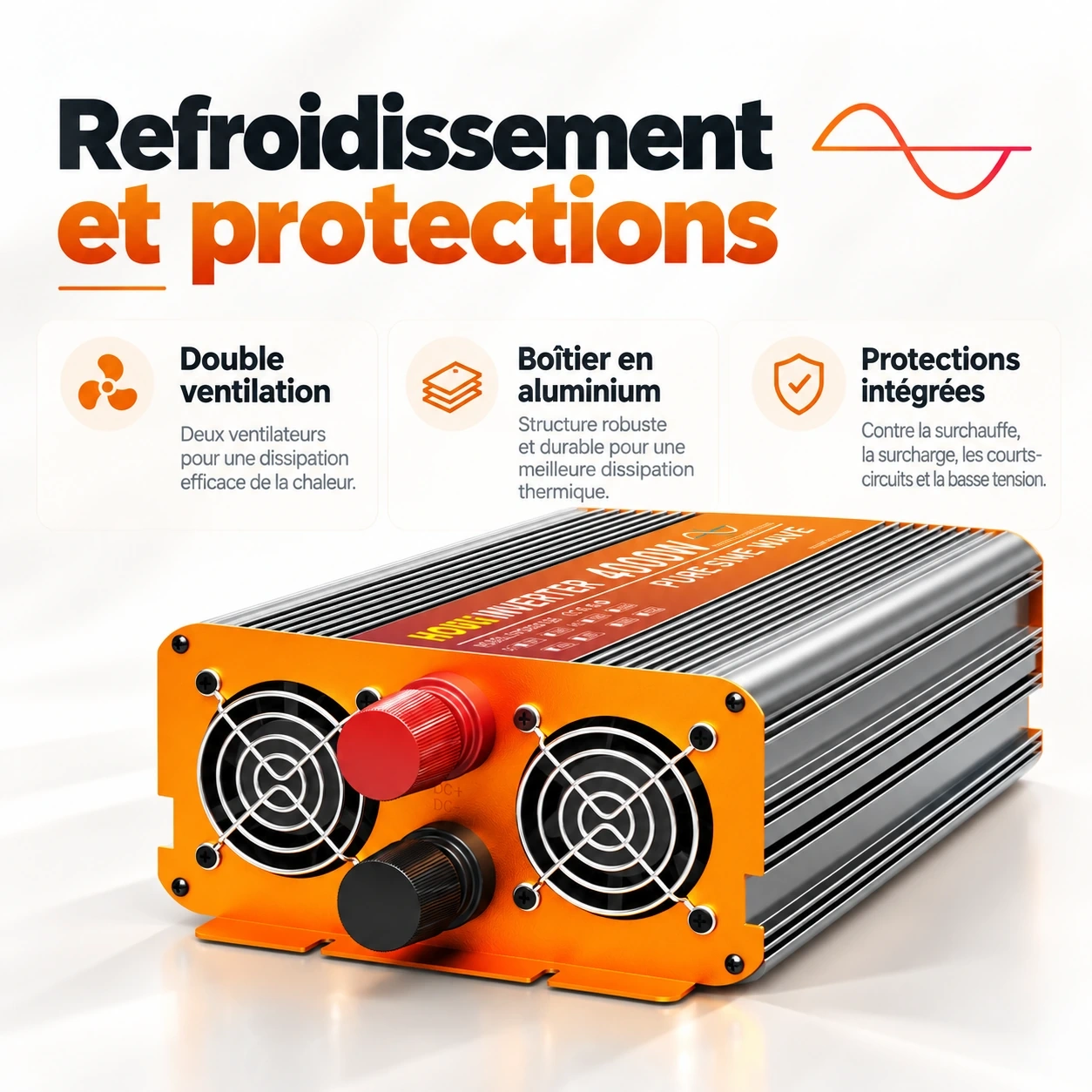 Convertisseur Pur Sinus 12V 220V 2000W (Pic 4000W) – HOULI