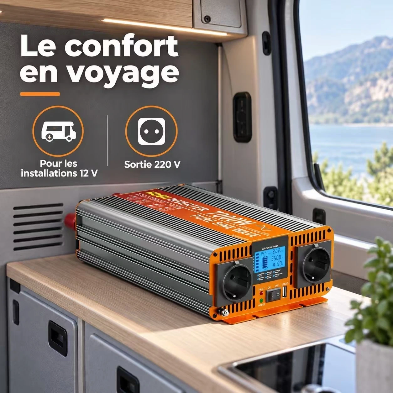 Convertisseur Pur Sinus 12V 220V 3500W (Pic 7000W) – HOULI