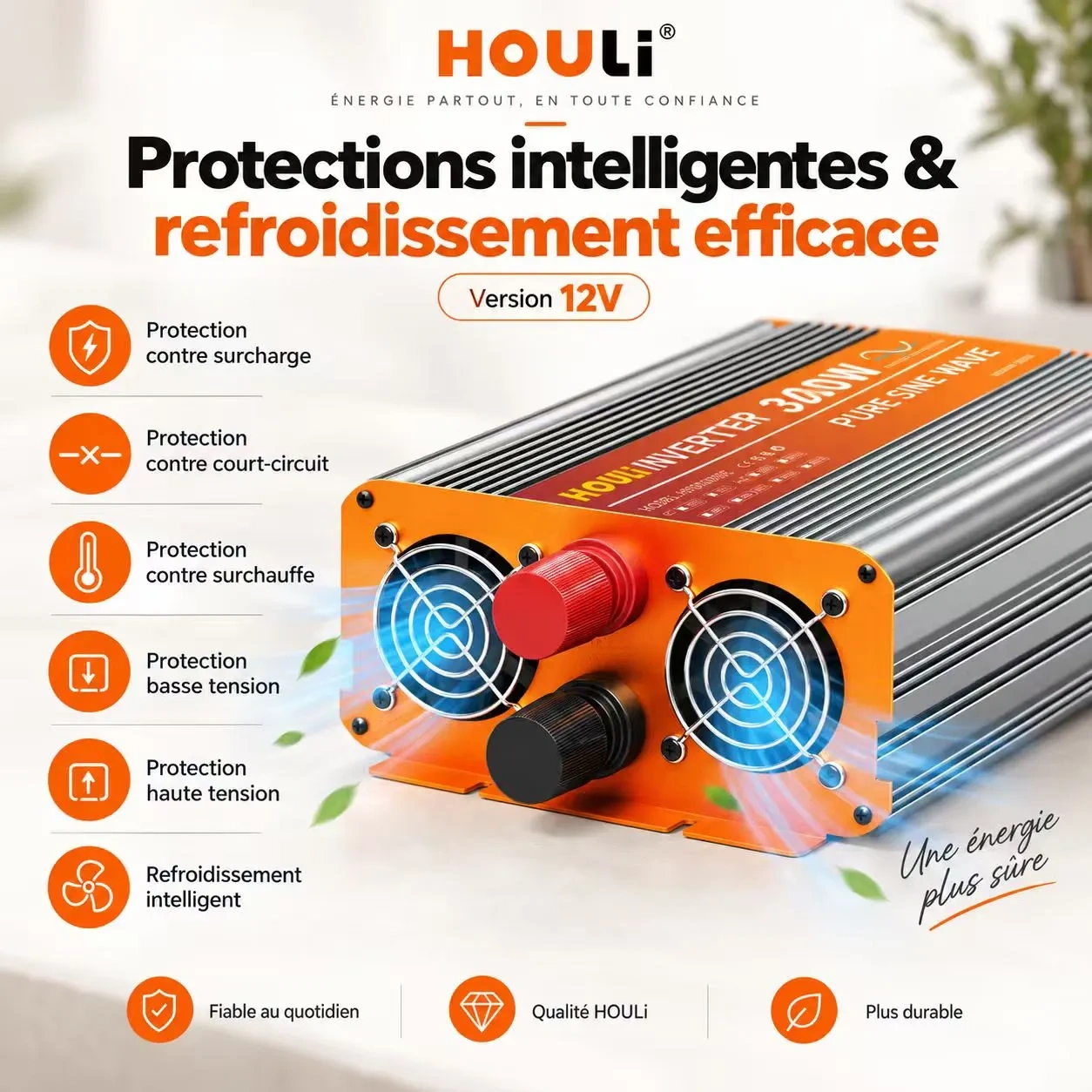 Convertisseur Pur Sinus 12V 220V 1500W (Pic 3000W) – HOULI