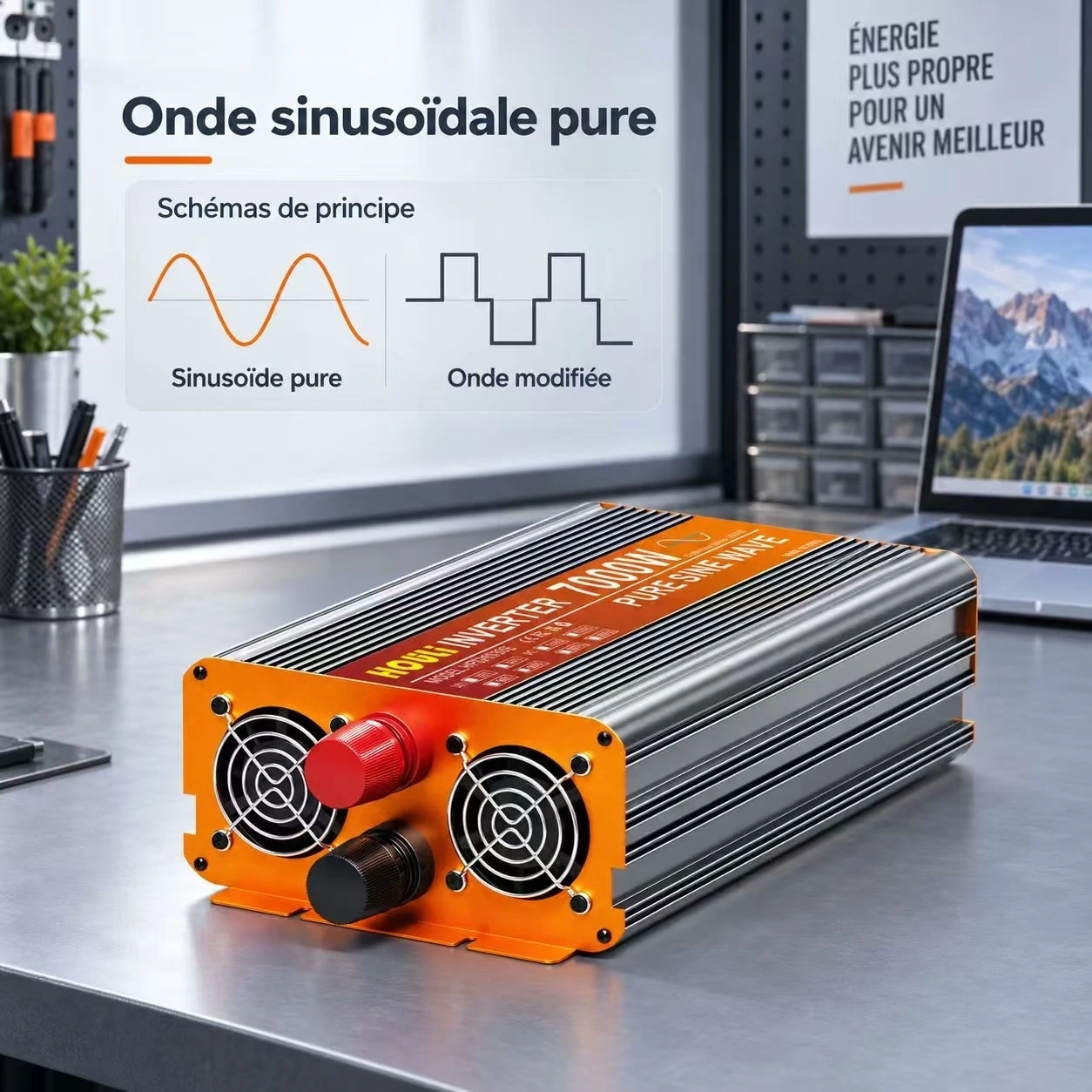 Convertisseur Pur Sinus 12V 220V 3500W (Pic 7000W) – HOULI