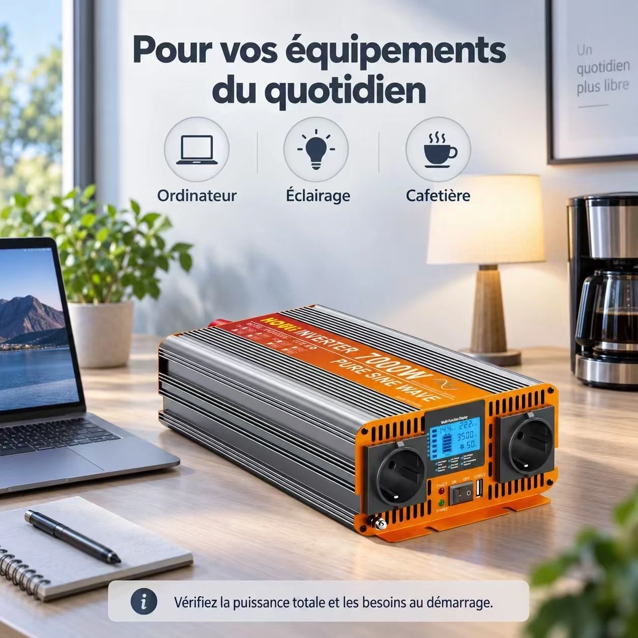 Convertisseur Pur Sinus 12V 220V 3500W (Pic 7000W) – HOULI