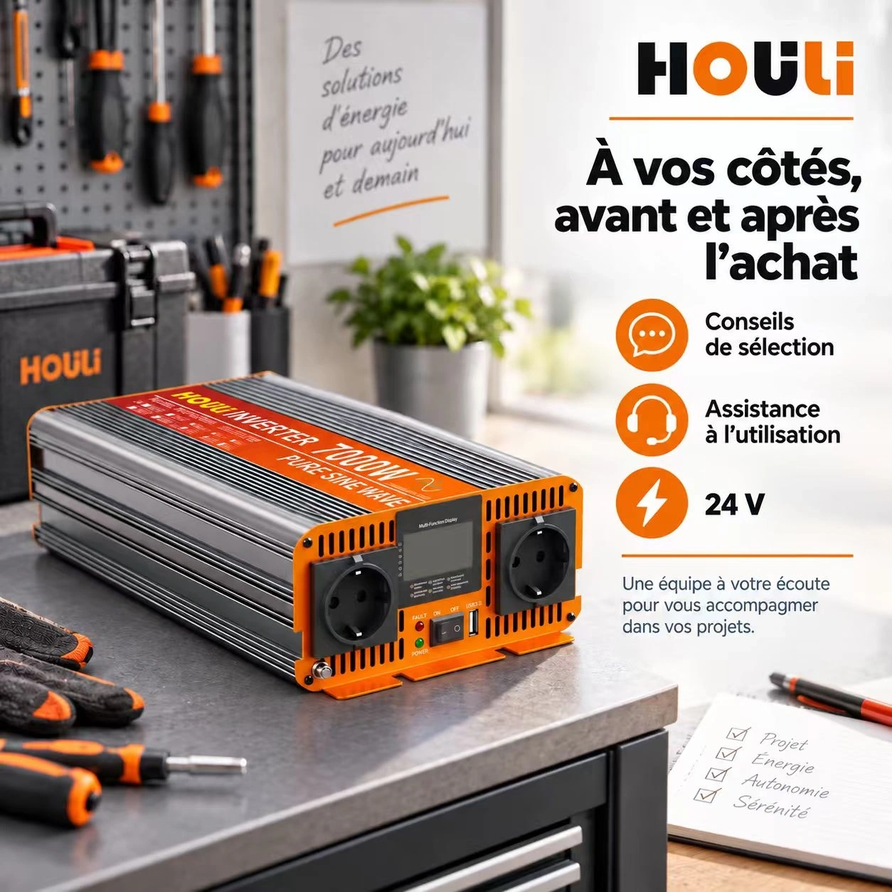 Convertisseur Pur Sinus 24V 220V 3500W (Pic 7000W) – HOULI