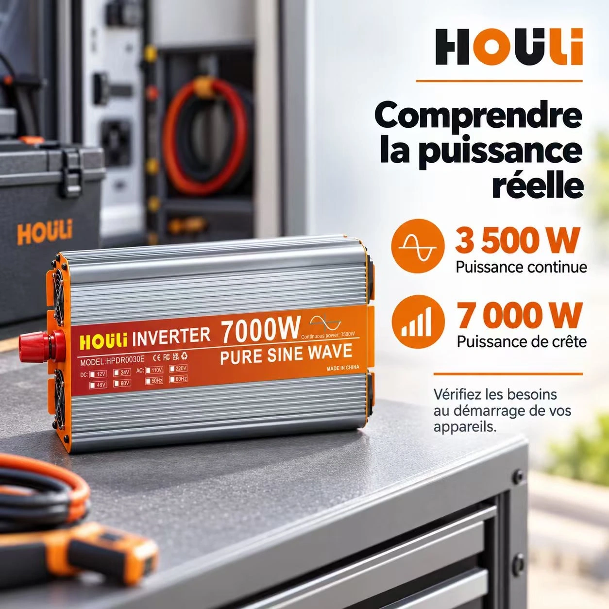 Convertisseur Pur Sinus 24V 220V 3500W (Pic 7000W) – HOULI