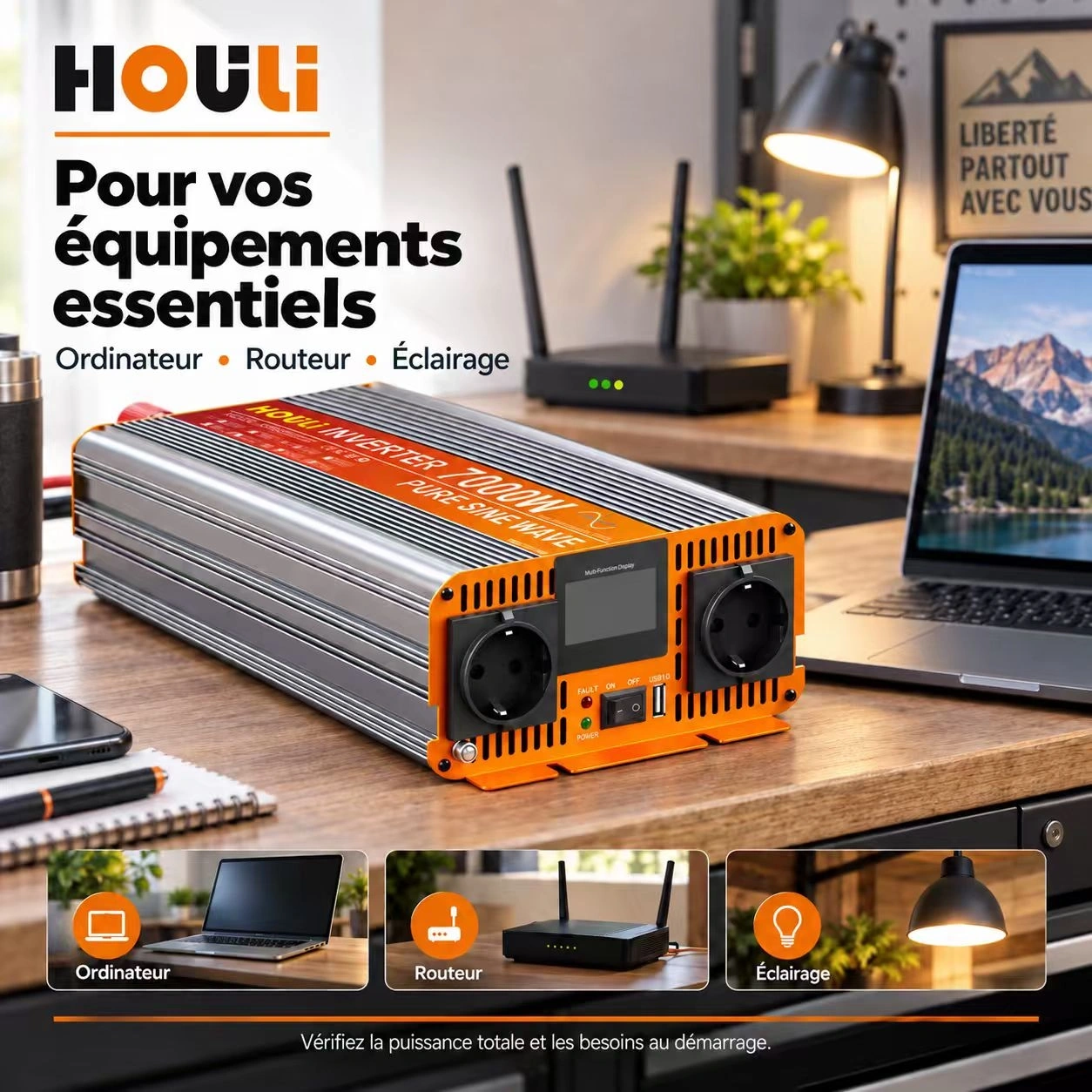 Gamme Convertisseur Pur Sinus 24V 220V 1500W à 3500W – HOULI