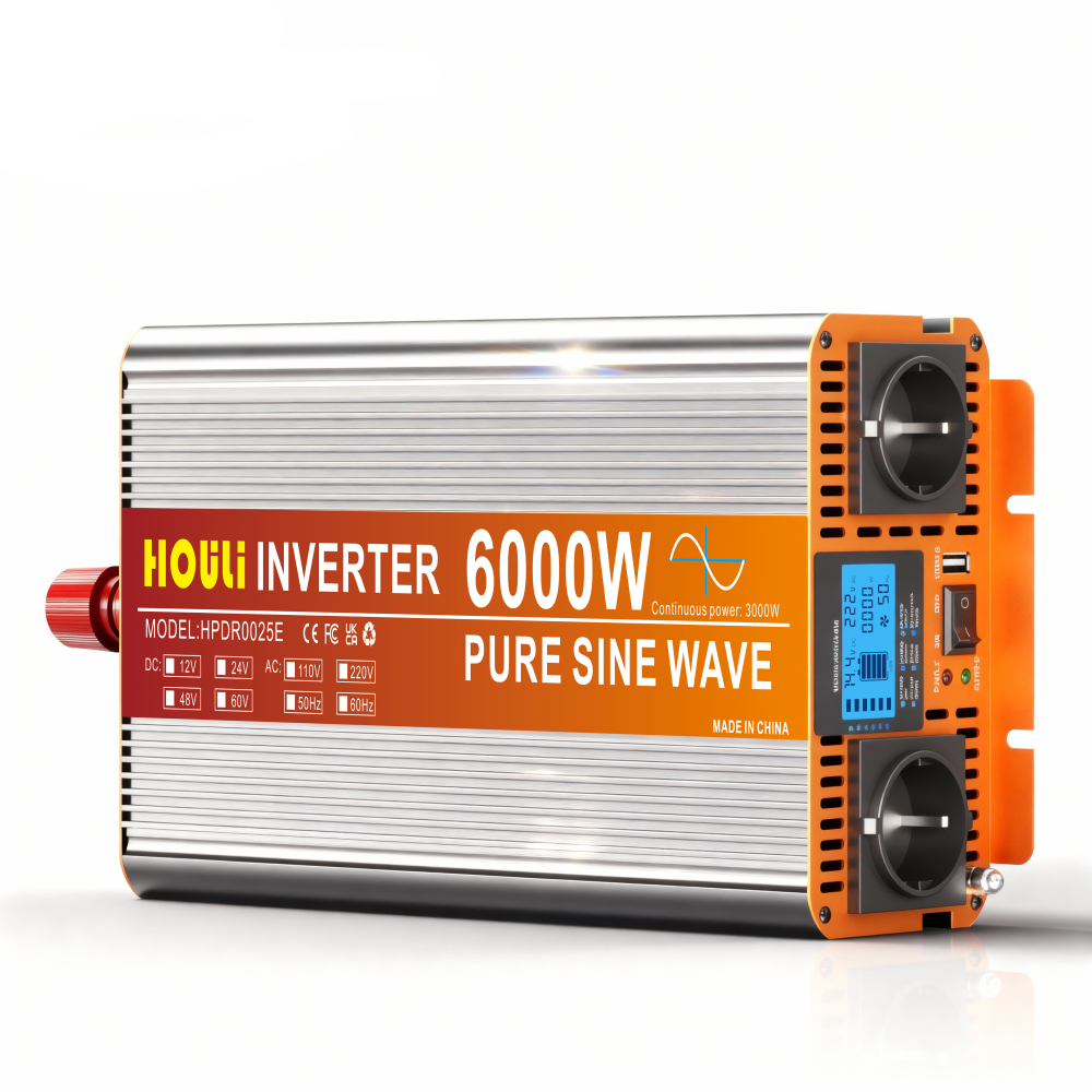 HOULI Inversor Onda Pura 3000W (Pico 6000W) 12V/24V a 220V - Profesional para Aire Acondicionado, Herramientas y Casa Off-Grid
