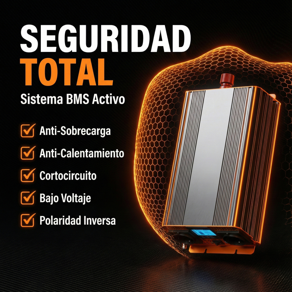 HOULI Inversor Onda Pura 1500W - 3500W (Pico 7000W) 12V/24V - Gama Completa para Camper y Solar
