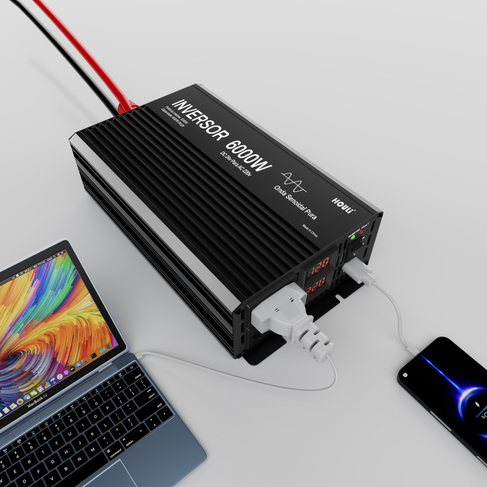 Pure Sine Wave Inverter 5000W Double Socket LCD Display DC 12V To AC 220V Voltage Converter Power Supply