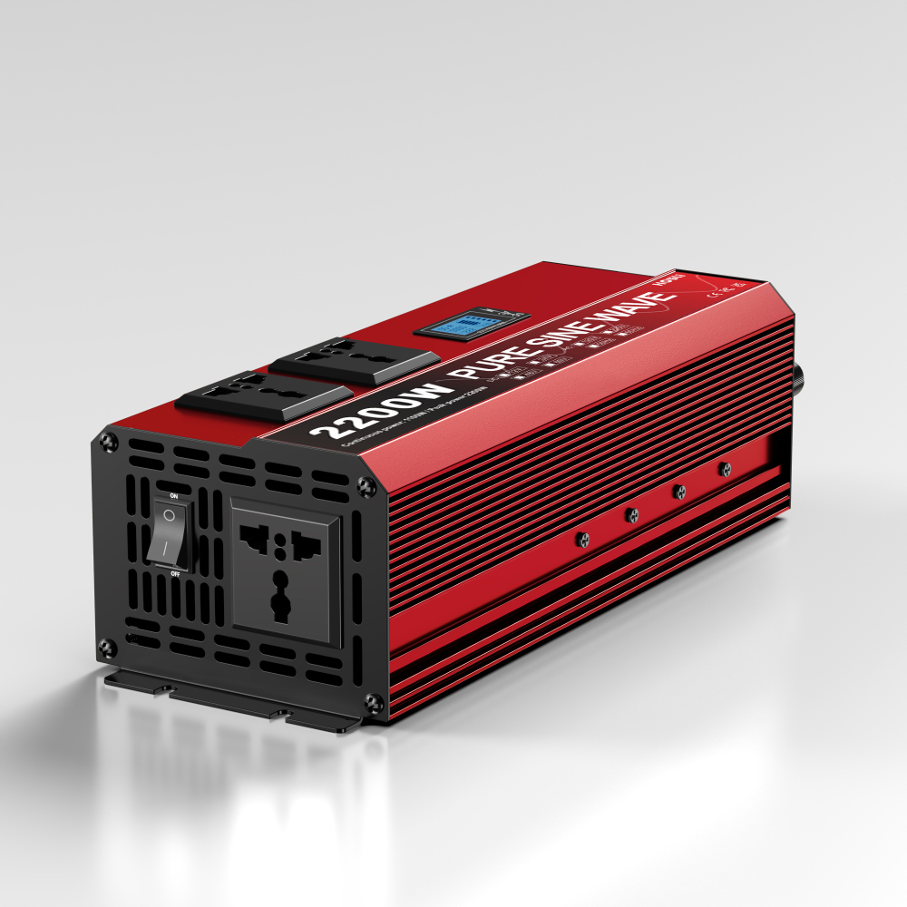 Inversor Veicular HOULI 2200W Pico 1100W Nominal - Onda Senoidal Pura 12V para 220V - Tomadas Universais + USB, Tela LCD para Carro e Acampamento