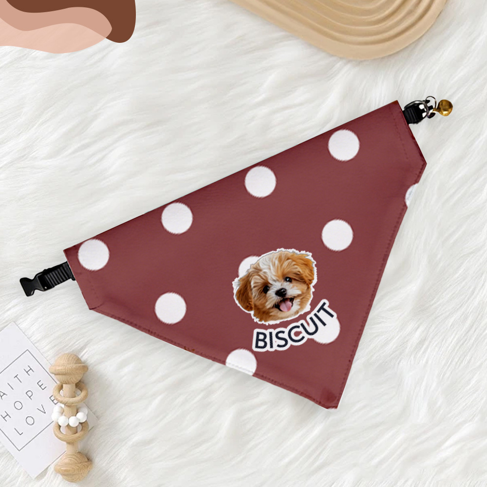 Custom Dog Bandana with Collar Using Pet Photo + Name Pet Scarf Customised Cat Bandana's for Dogs Personalized Name Personalised Bandana