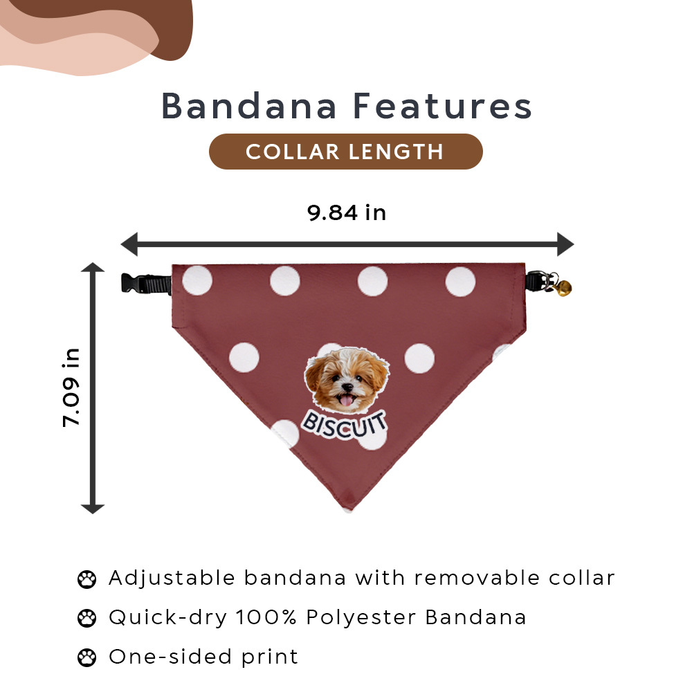 Custom Dog Bandana with Collar Using Pet Photo + Name Pet Scarf Customised Cat Bandana's for Dogs Personalized Name Personalised Bandana