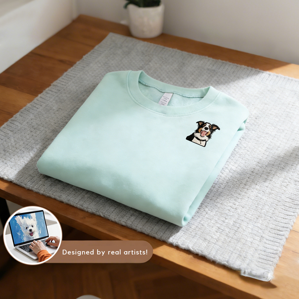 Custom Pet Dog Cat Logo Cotton Crew Neck Long Sleeve T-Shirt | Unisex Trendy Basic Tee