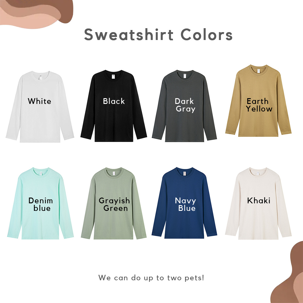 Custom Pet Dog Cat Logo Cotton Crew Neck Long Sleeve T-Shirt | Unisex Trendy Basic Tee