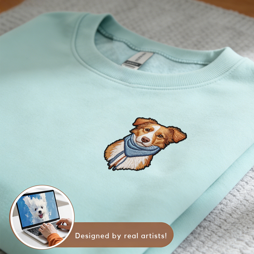 Custom Pet Dog Cat Logo Cotton Crew Neck Long Sleeve T-Shirt | Unisex Trendy Basic Tee