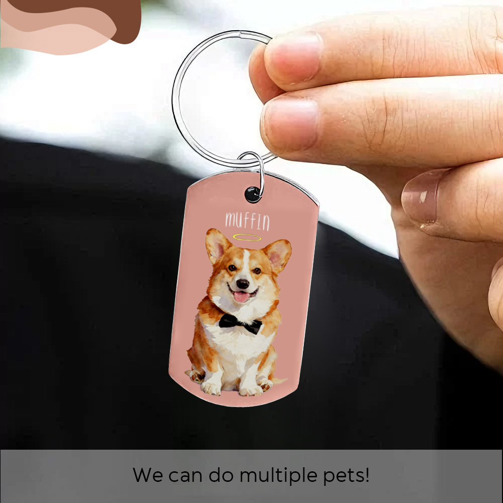 Personalised Photo Keyring, dag cat pet keyring,Custom Engraved Keychain With Picture, Printed Logo, Husband Present, Anniversary Gift