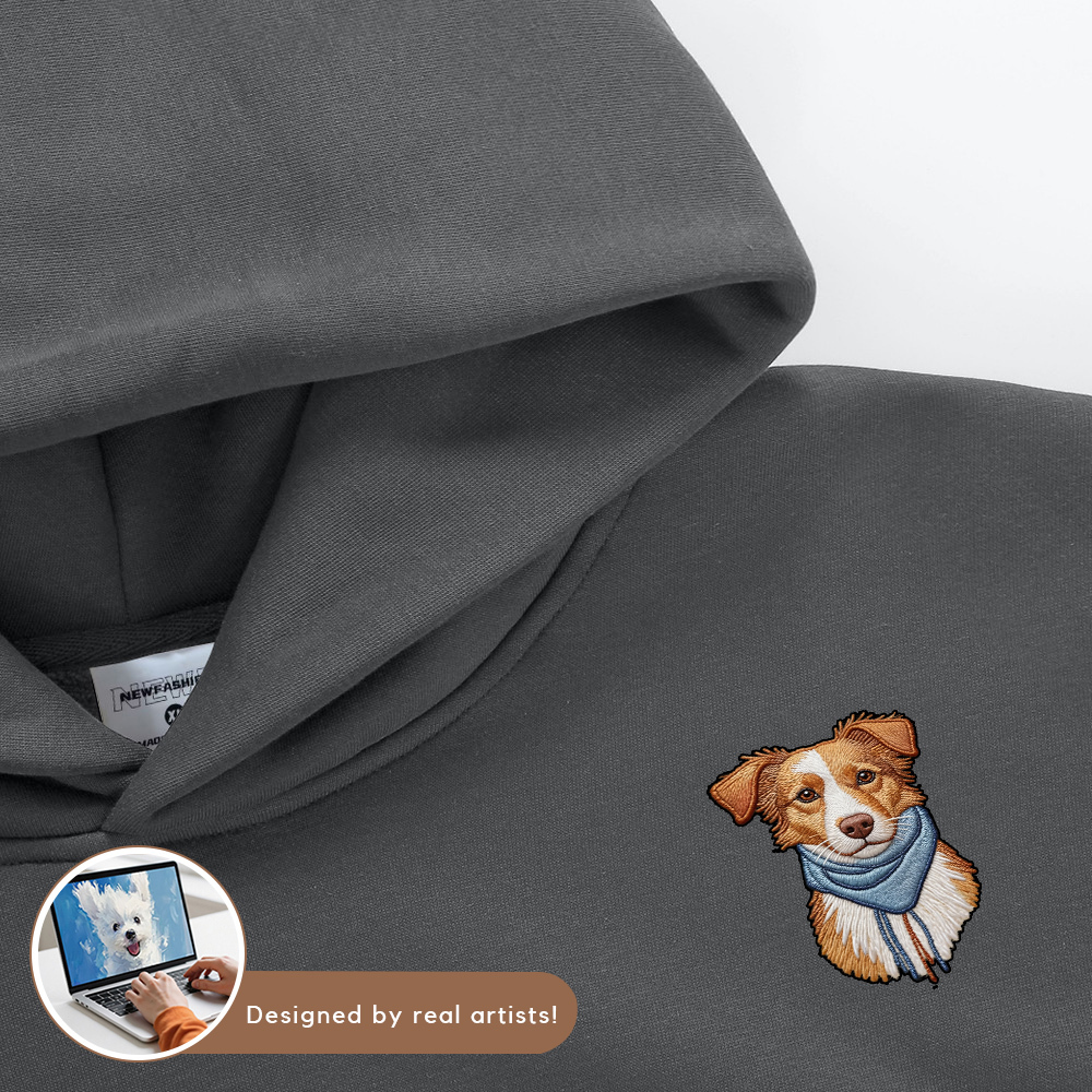 Custom Embroidered Pet Crew Neck Sweatshirt | Personalized Dog Cat Logo Print Long Sleeve T-Shirt | Custom Graphic Pullover