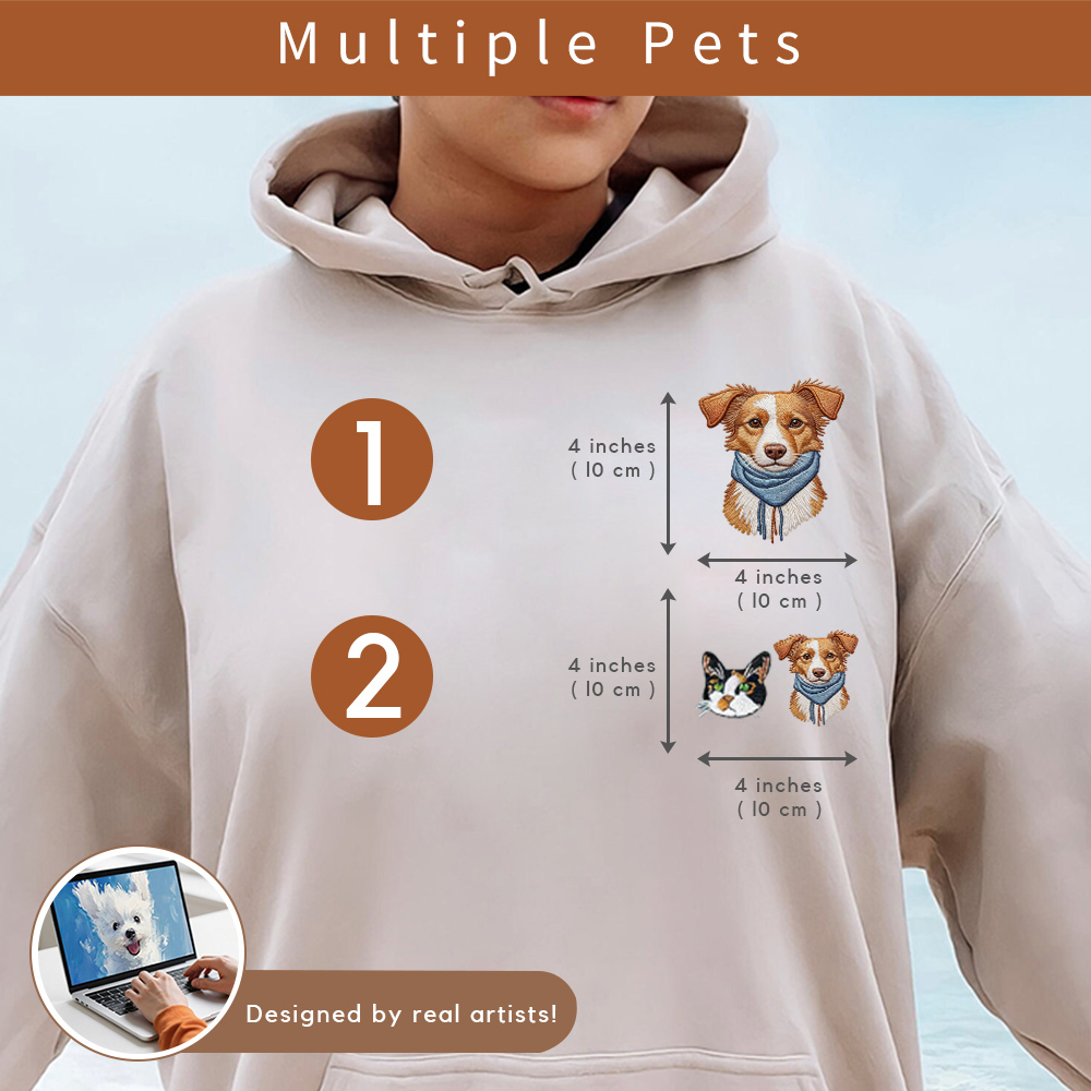 Custom Embroidered Pet Crew Neck Sweatshirt | Personalized Dog Cat Logo Print Long Sleeve T-Shirt | Custom Graphic Pullover