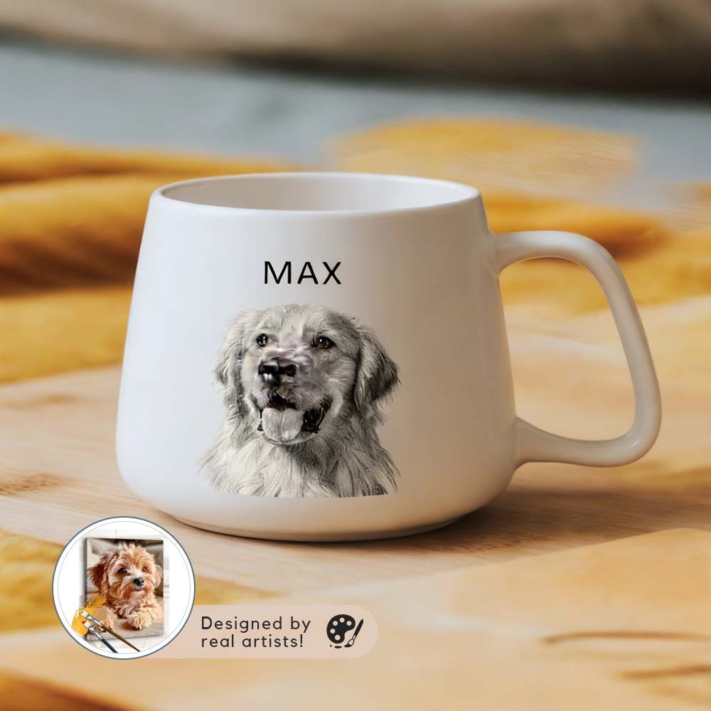 Custom Pet Sketch Mug Using Pet Photo + Name Custom Dog Mug Dog CoffeeCup 10-13oz Personalized Pet Mugs Dog Mom Mug Personalized PET DOG CAT