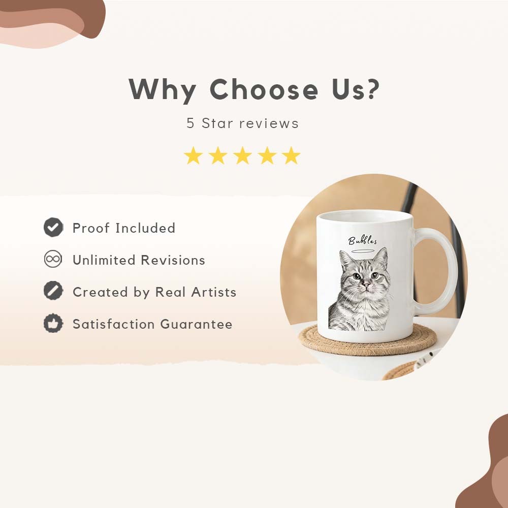 Pet Dog Cat Custom Photo Mug 10-13oz Personalized Sketch Cup Dog Mom Gift