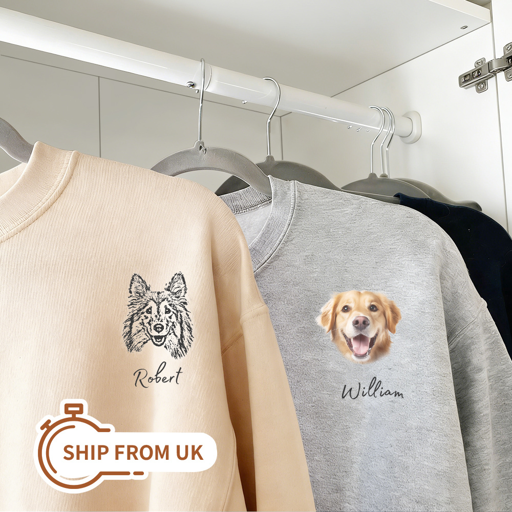 Personalized Pet Photo & Name Sweater | Dog Portrait Pullover | Cat Crewneck Hoodie