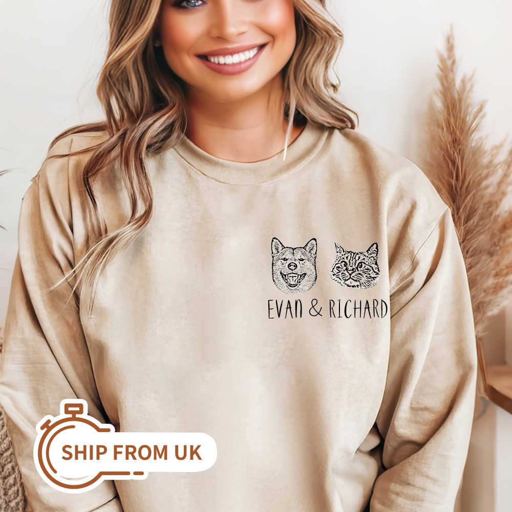 Custom Pet Sweater Using Pet Photo + Name Custom Dog Portrait Sweater Personalized Dog Pullover Dog Sweatshirt Dog Mom Gift Custom Cat Shirt