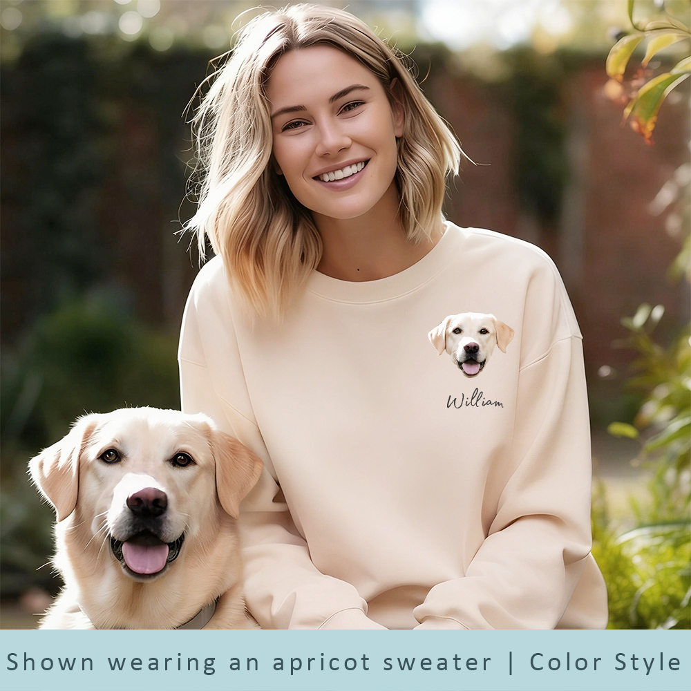 Personalized Pet Photo & Name Sweater | Dog Portrait Pullover | Cat Crewneck Hoodie